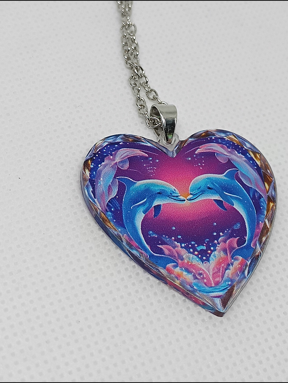 Heart Dolphin Pendant Necklace